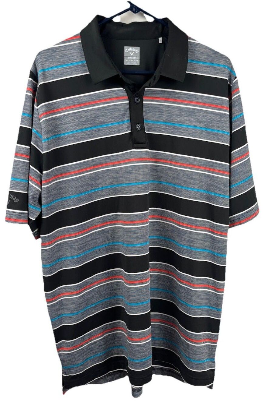 Callaway Opti Dri Golf Polo Shirt Men's Size XL Striped Stretch Performance Tech